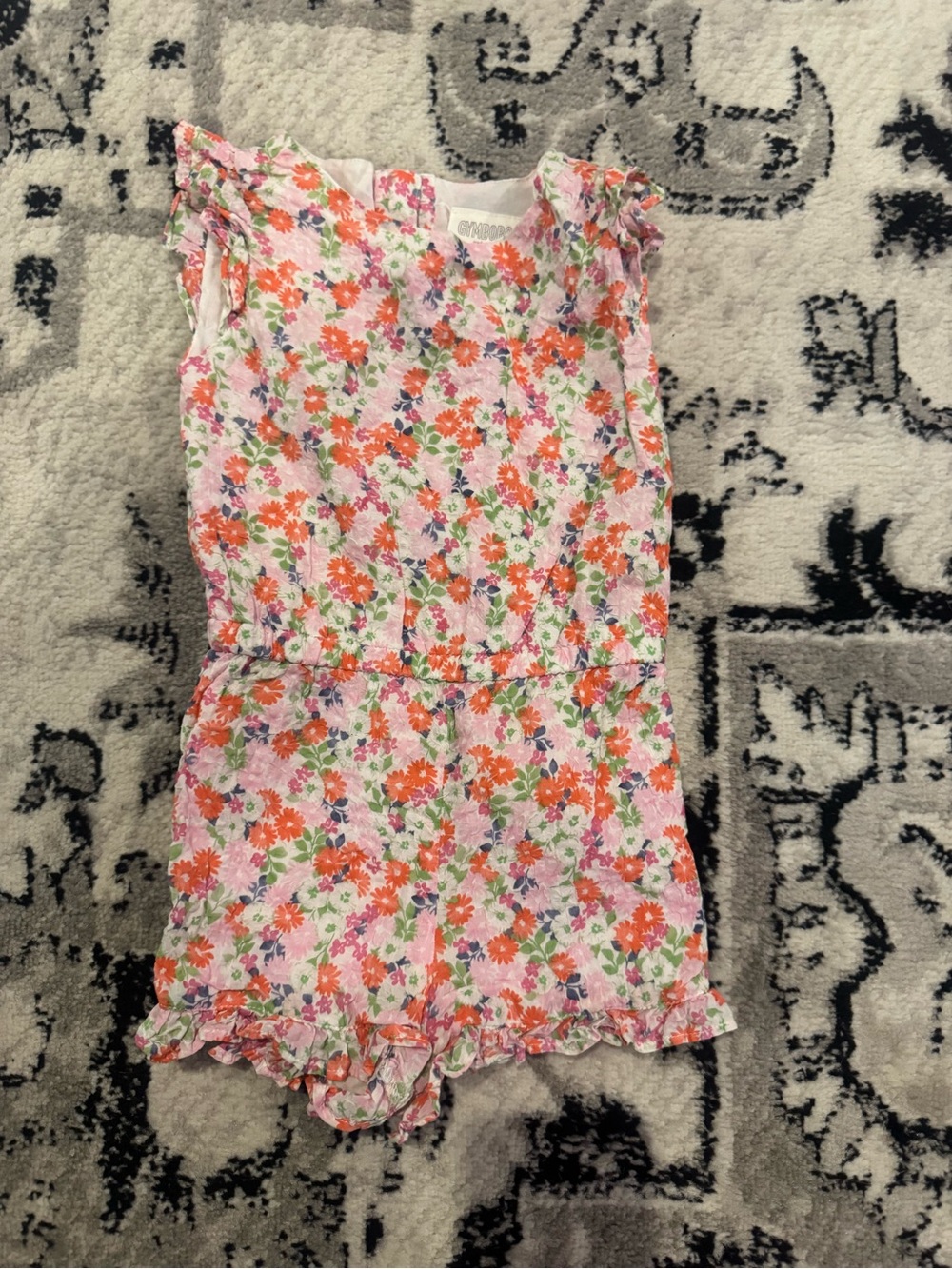 Gymboree Floral Ruffle Romper - Pink Orange Green